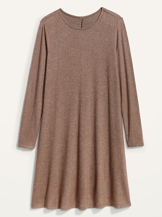 Old Navy Tan Cotton Swing Midi Dress - Long Sleeve, L Petite
